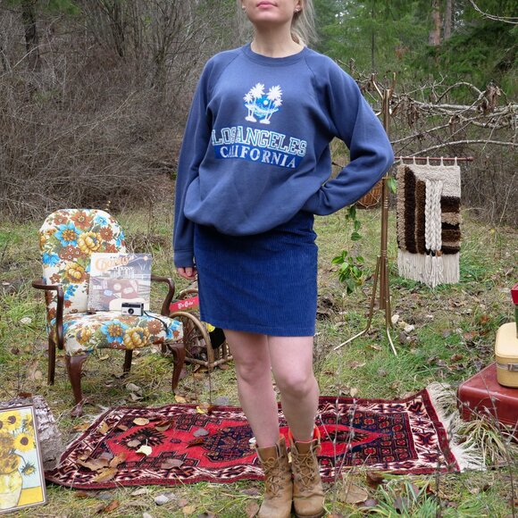 Vintage 90s Crewneck Sweatshirt LA Los Angeles California 1990s Thrift - Picture 3 of 7